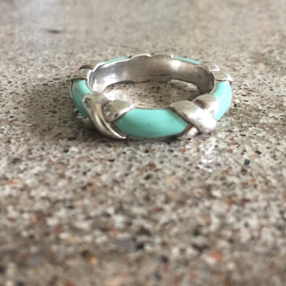 Tiffany & Co. Silver Blue X Ring - Picture 7 of 8